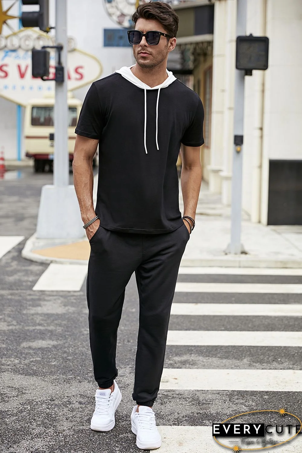 Men's Hooded Short Sleeve T-shirt