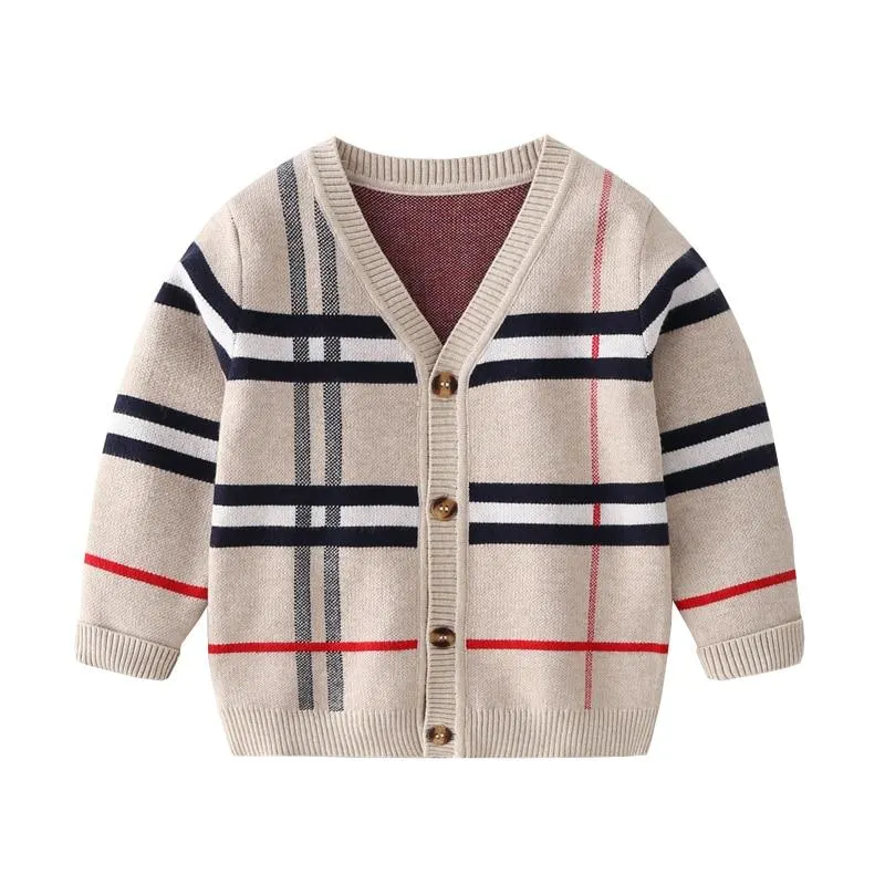 1-8T Toddler Kid Boy Clothes Autumn Winter Warm pullover Top Long Sleeve Plaid Sweater Girl Fashion Knitted Gentleman Knitwear