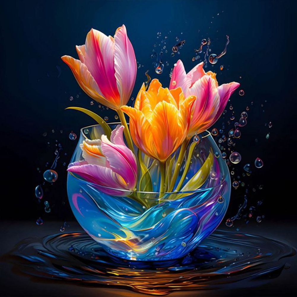 Luminous Flowers 30*30cm(canvas) full round drill diamond painting