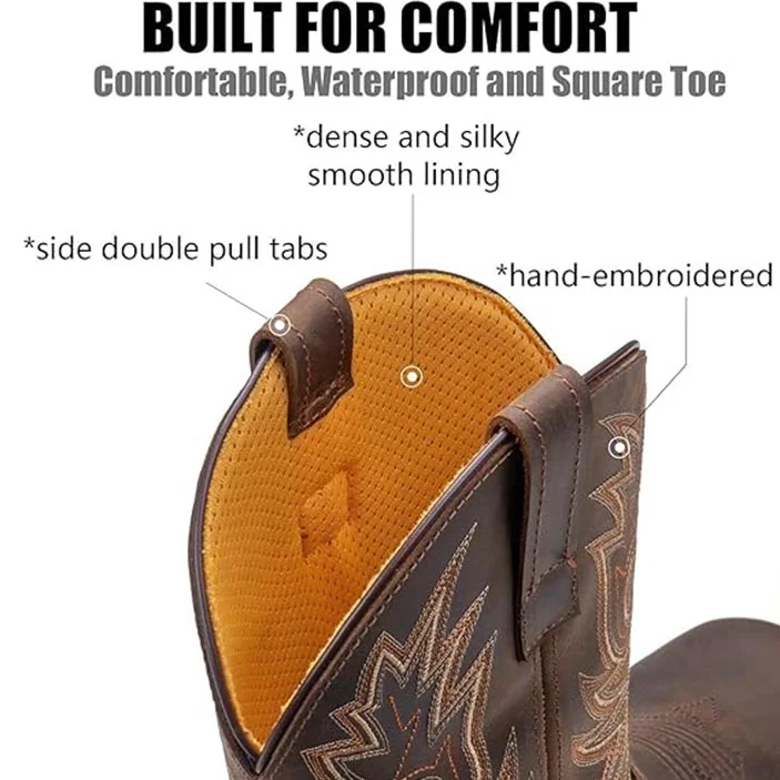 Sureway Cowboy Boots For Men SUREWAY Western Boots, Men Square Toe