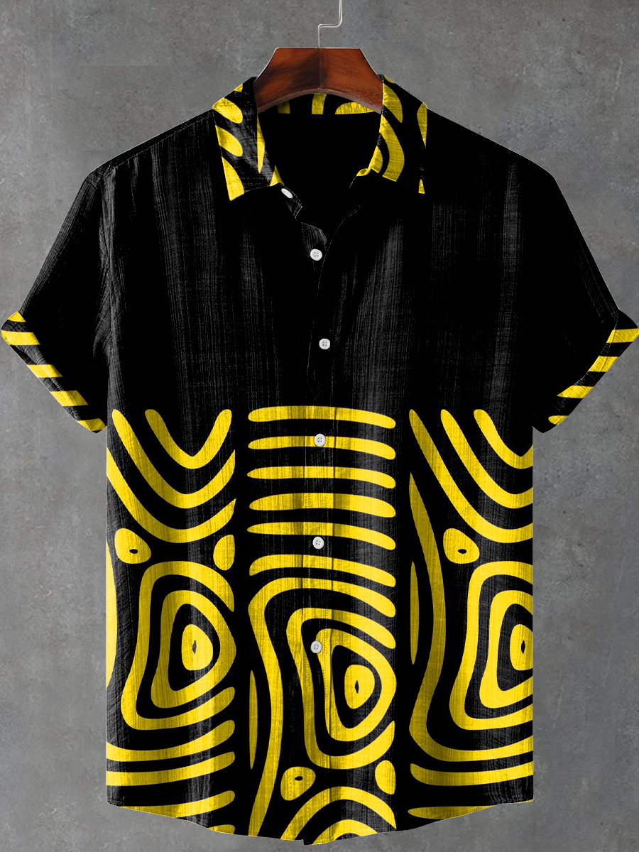 Abstract Stripes Art Print Casual 100% Cotton Shirt