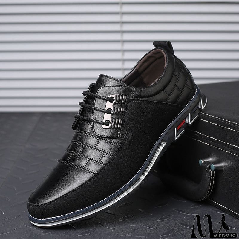 MidiSono - Men's Lace Up Microfiber Leather Shoes