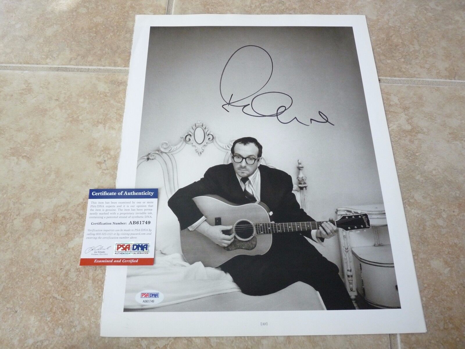 Elvis Costello Attractions Vintage Signed Book 11x14 Photo Poster painting PSA Certified