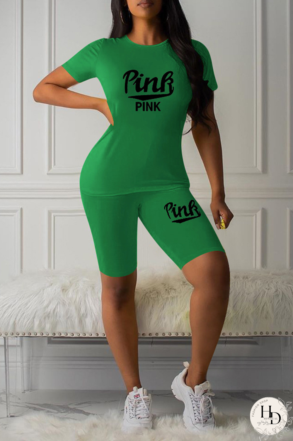 Black Sexy Print Patchwork O Neck Short Sleeve Two Pieces