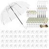 52 Inch Large Clear Bubble Umbrella Bulk with Classic Hook Handle Decorative Clear Wedding Dome Umbrella with Thank You Tags and Rope Guest Souvenirs for Wedding Party Bridal Favors