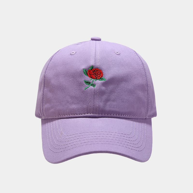 Rose Embroidered Soft Top Baseball Cap