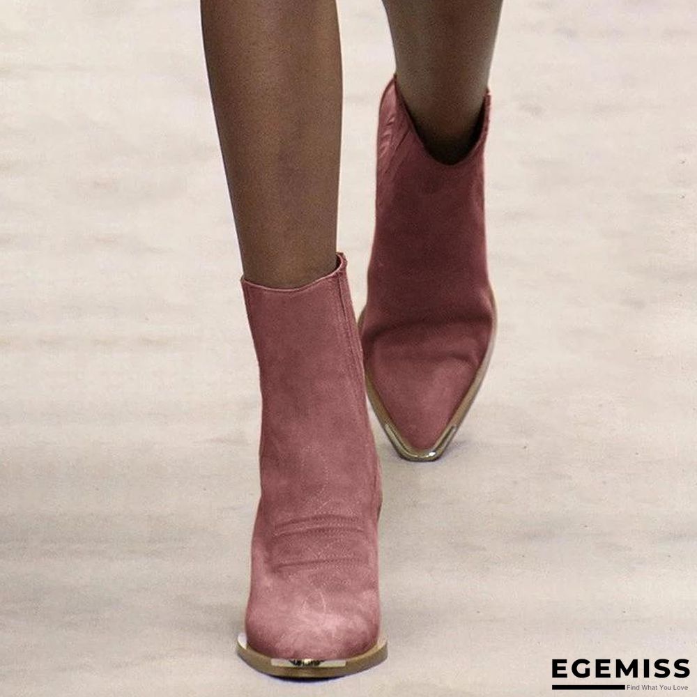 Chunky Heel Pointed Ankle Boots | EGEMISS