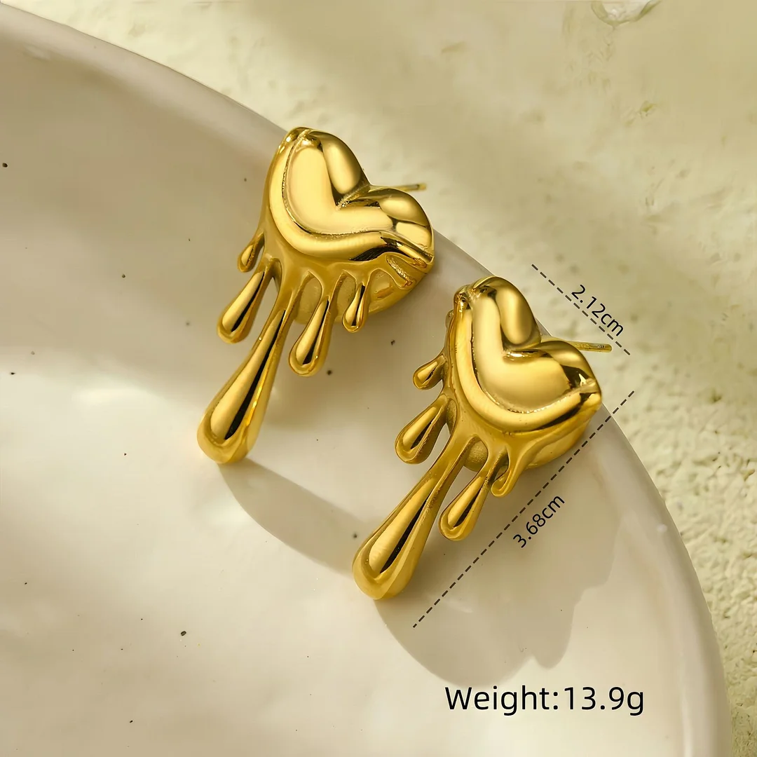Lava Love Water Drop Titanium Steel Earrings Fashion Color Diamond Stainless Steel Earrings