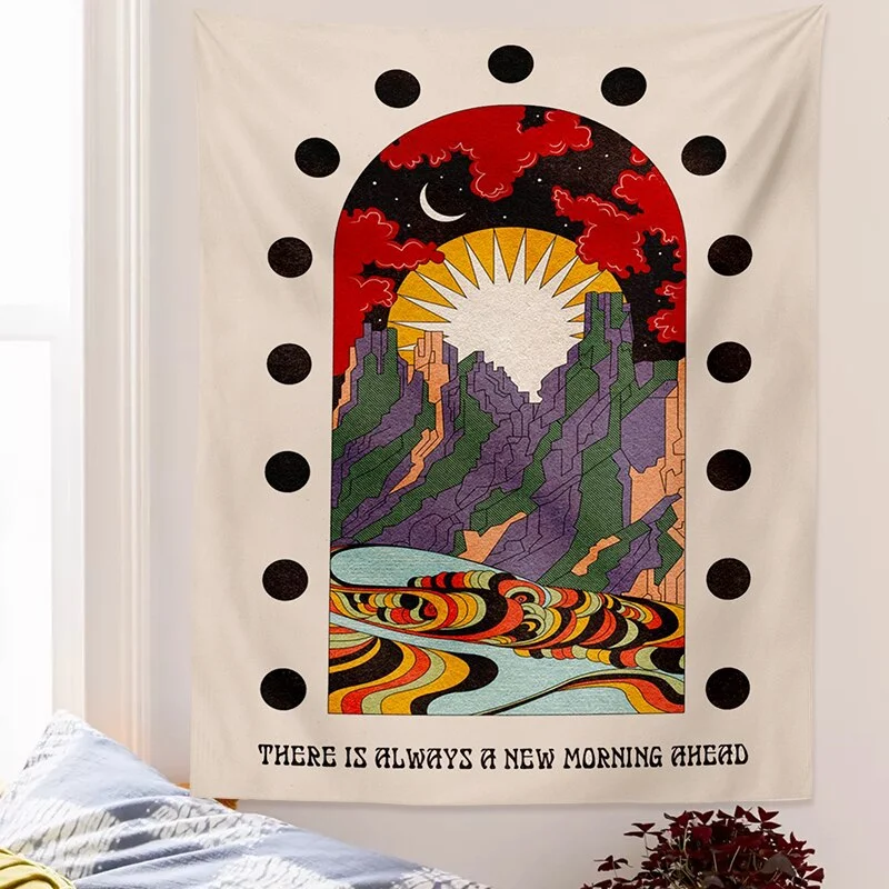 Mandala Tarot Card Pattern Blanket Tapestry Wall Hanging Tapestries Bedroom Bedspread Throw Cover Sun Moon Wall Decor 95x73CM