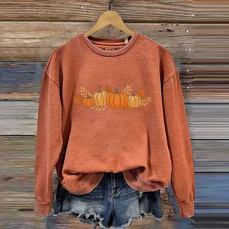 Thanksgiving Autumn Pumpkin It's Fall Y'all Geometric Printed Women's Sweatshirt