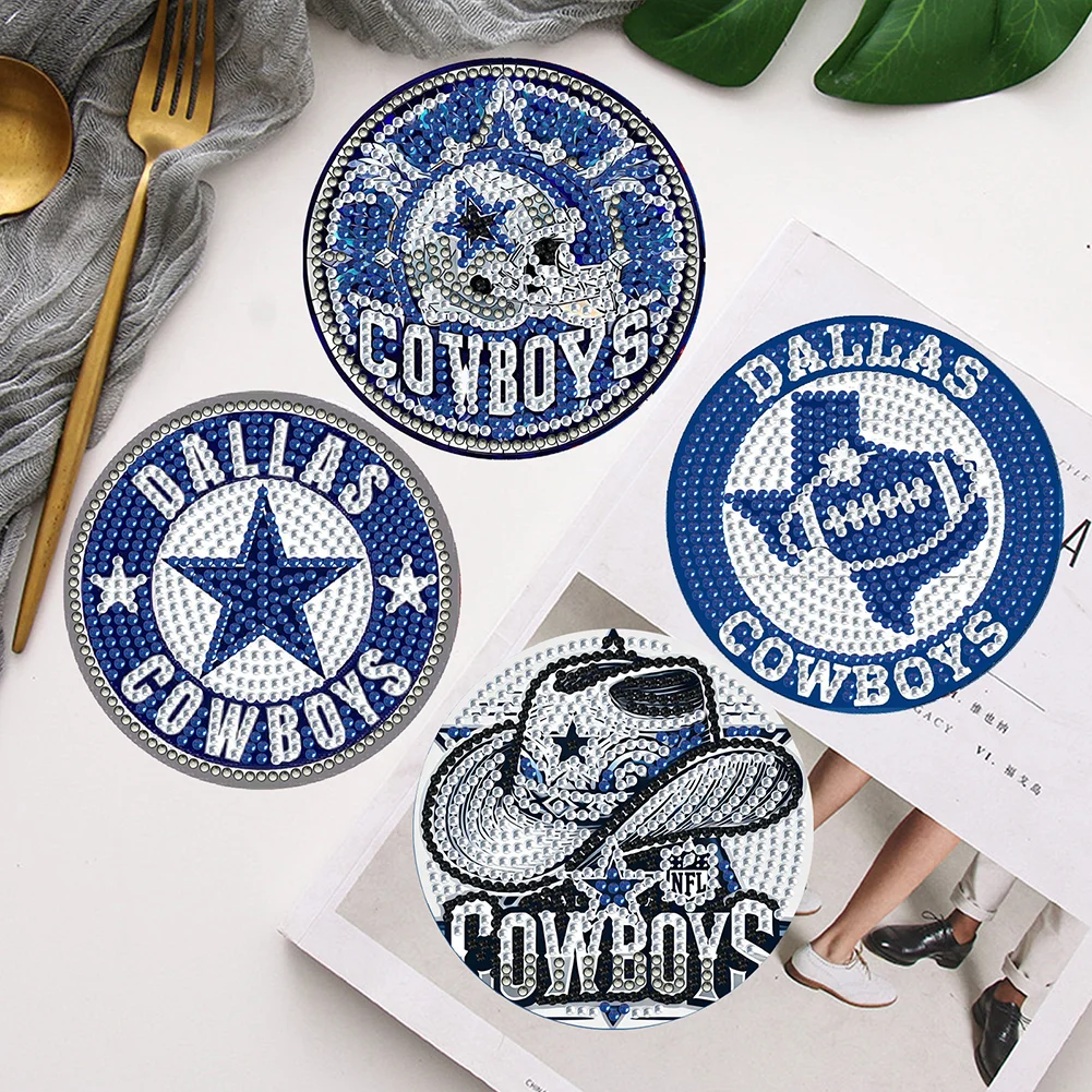 Dallas Cowboys 6pcs DIY Diamond Painting Acrylic Coasters Holder for Beginner Adult