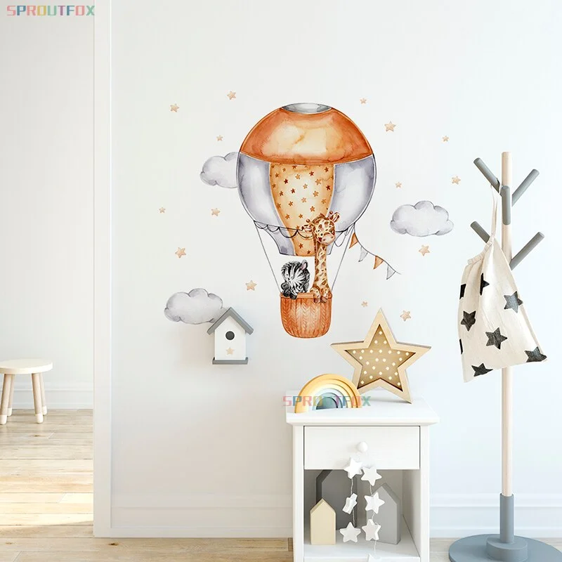Giraffe Wall Stickers For Kids Rooms Children's Room Animal Plane Decorative Vinyls For Walls Cartoon Wall Stickers Child