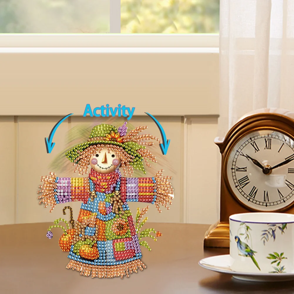 2D Flat Scarecrow DIY Shaking Head Diamond Painting Desktop Decorations