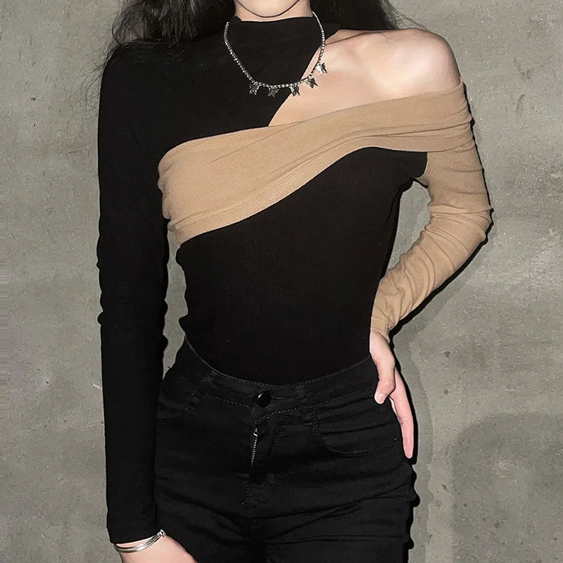 Toloer Toloer 2023 New Women's Hollow Out Fashion Irregular Sexy Slim Color Show The Figure Knit Top-Outfit Ideas