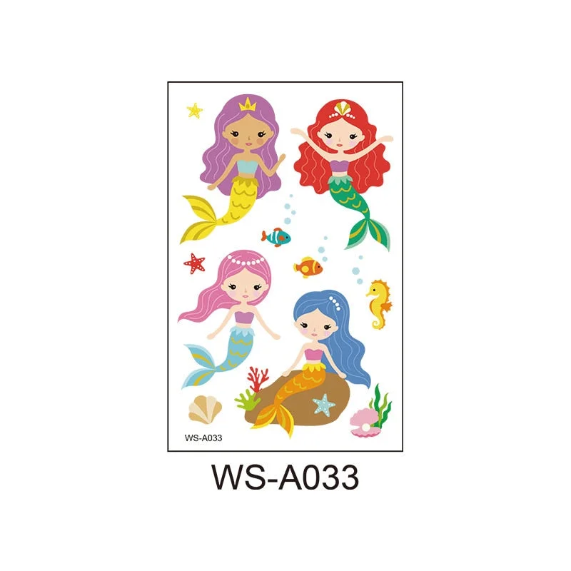 Children's cartoon mermaid tattoo stickers pink princess waterproof cute fun one-time reward stickers