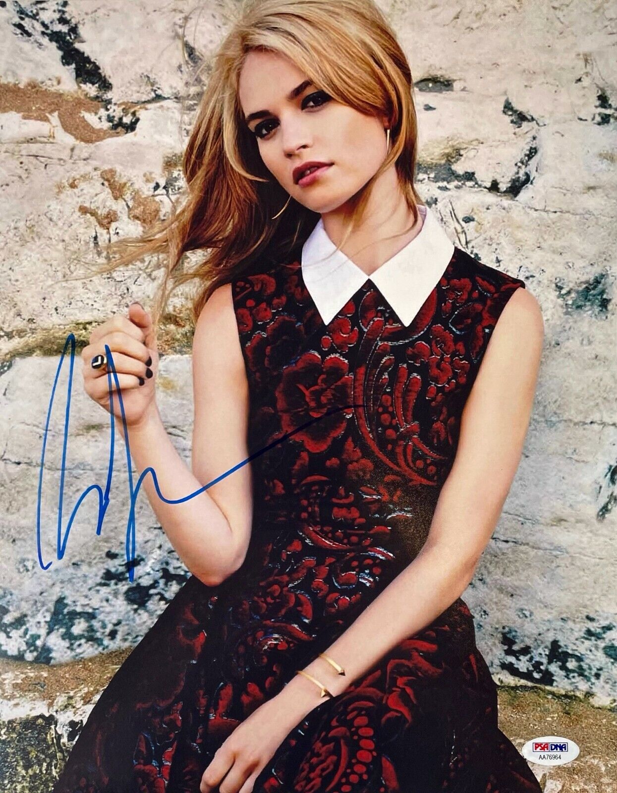 LILY JAMES Autograph Hand SIGNED 11x14 Photo Poster painting PSA/DNA CERTIFIED BEAUTIFUL!