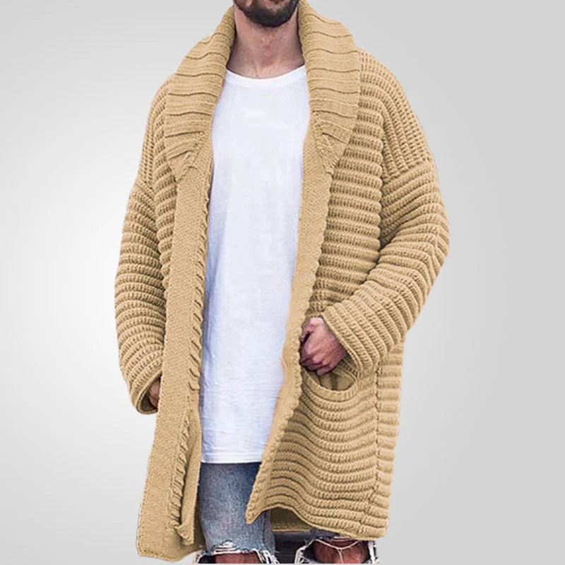 Sukestyle Fashion Cardigan Sweater, Lapel Neck Long-sleeved Men's Sweater Jacket