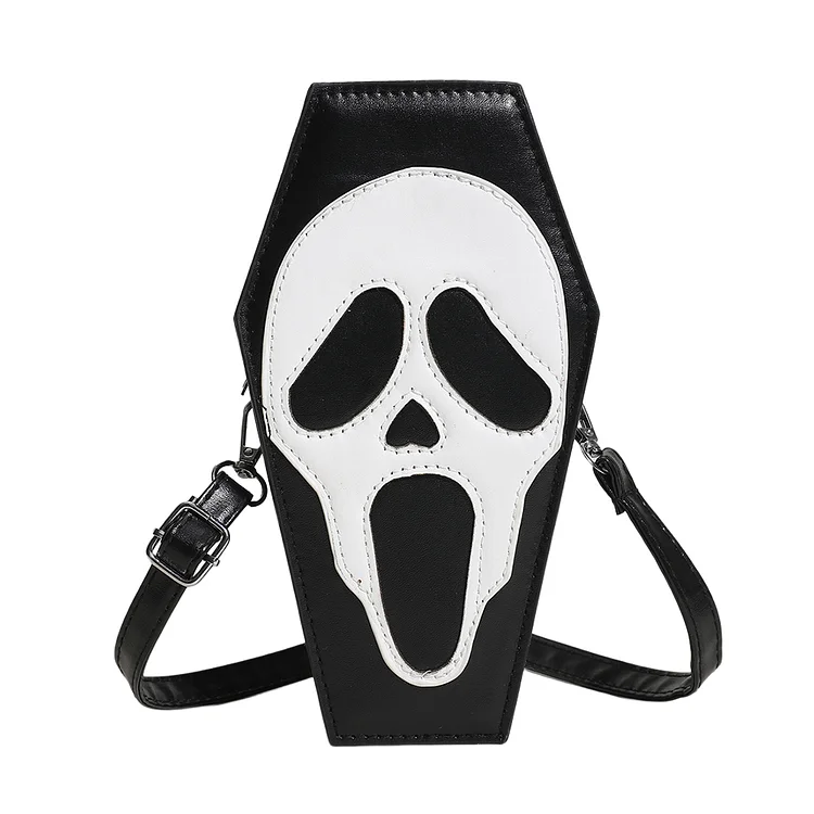 Women Coffin Shape Bag Adjustable Strap Halloween Gift for Female (Black)