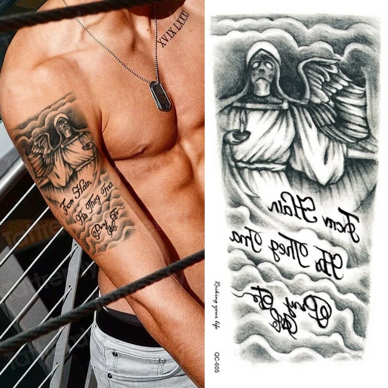 tatoos temporales for men women temporary tattoo lettering english words on chest arm sleeve tattoo sticker mens body art sexy