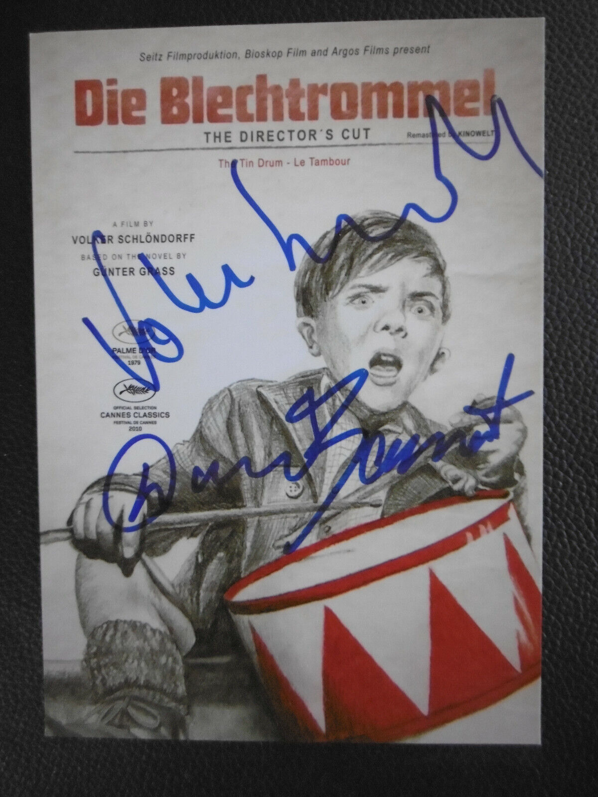 Volker Schl?ndorff & David Bennent signed 5x7 inch postcard autographs