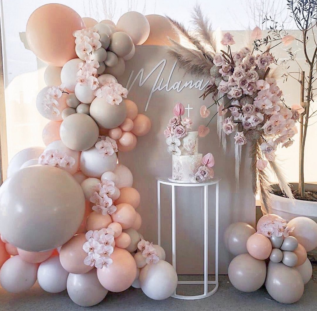 Retro Dusty Pink Peach Balloon Garland Arch Kit Birthday Party Wedding Decoration