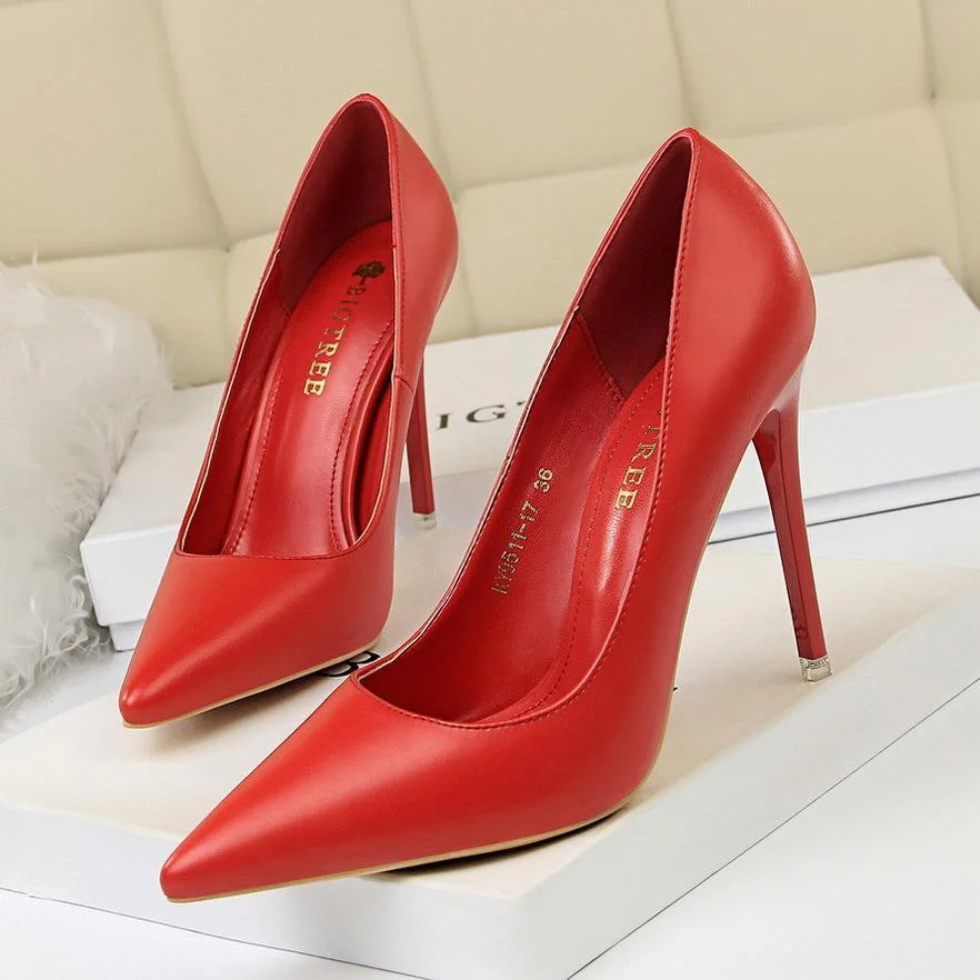 Fashion simple stiletto high-heeled shallow pointy shoes