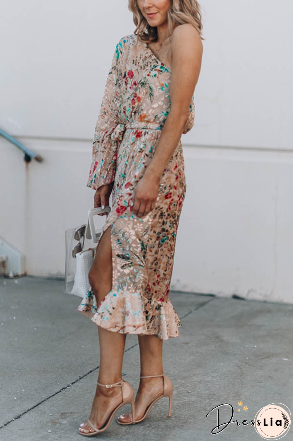Set Yourself Free Floral Print One Shoulder Dress