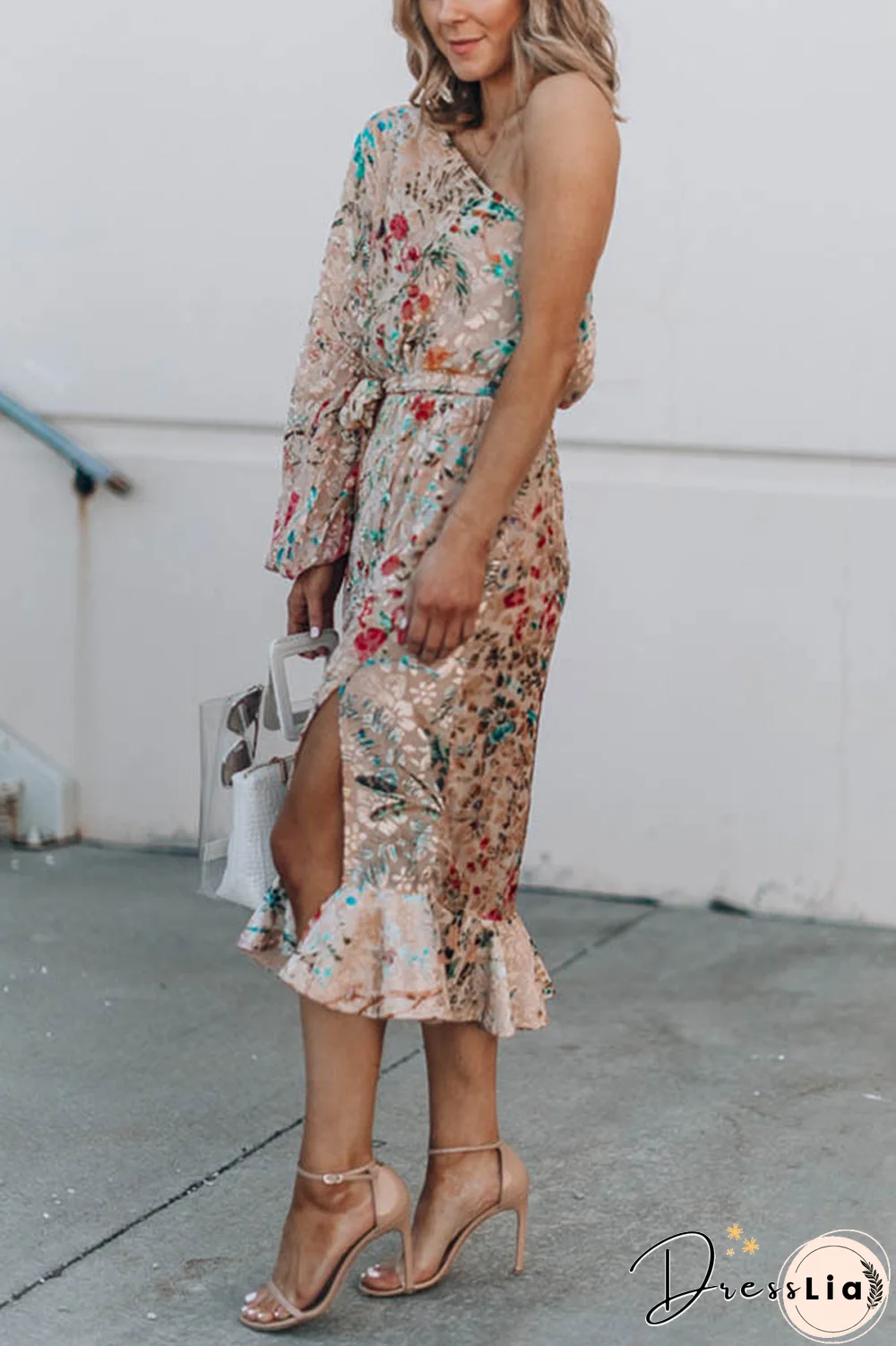 Set Yourself Free Floral Print One Shoulder Dress