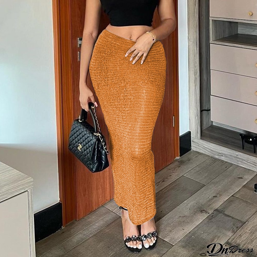 Autumn Mid-Waist Slim Long Skirt