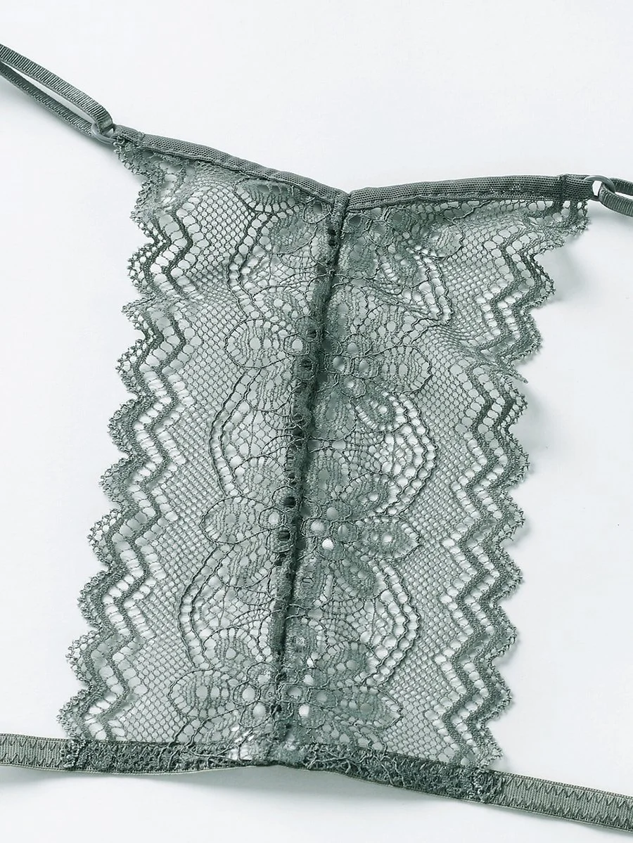 No rims lace beautiful back sexy triangle cup underwear set
