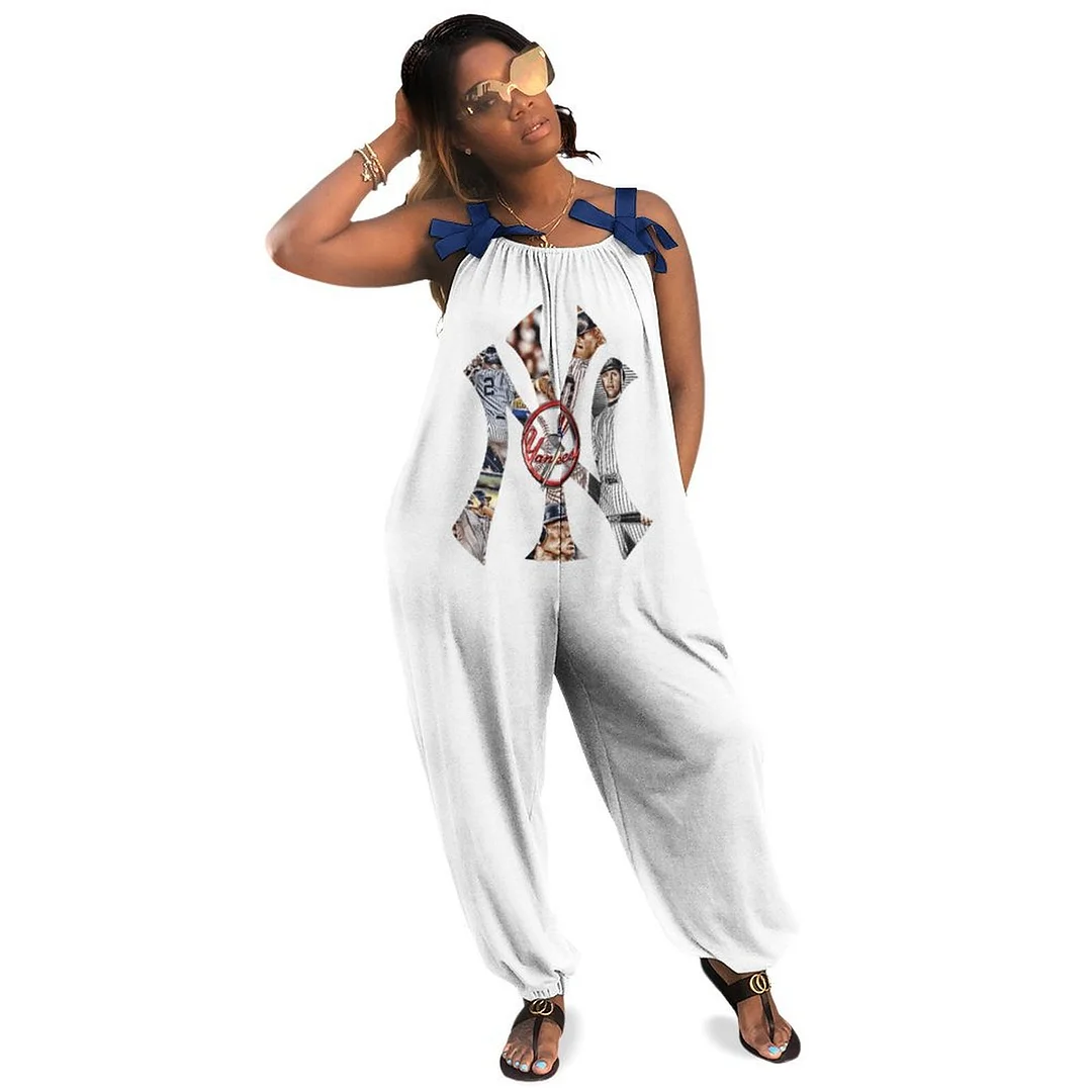 Women Plus Size Jumpsuits Loose Casual Print Retro Strappy Jumpsuit in Pattern,Blue