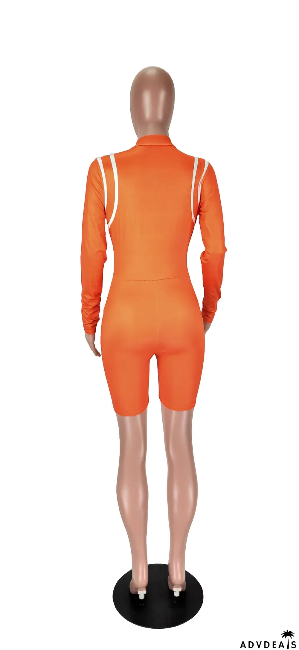 Fashion Long Sleeve Skinny Zip Jumpsuit