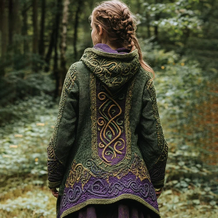 VChics Scotland Elf Inspired Celtic Knot Hooded Cardigan