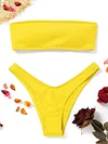 ZAFUL Ribbed Bandeau Bikini Set High Cut Sexy Brazilian Bikini Swimwear Female Bathing Suit Women Sexy Swimsuit Bikini Set
