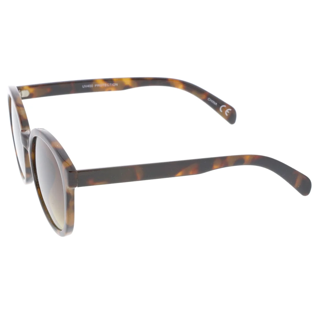 Oversize Horn Rimmed Flat Lens Round glasses 55mm