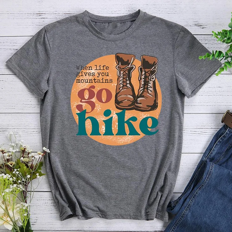 AL™  When life gives you mountains go hike outdoor Hiking Tees -011988-Annaletters