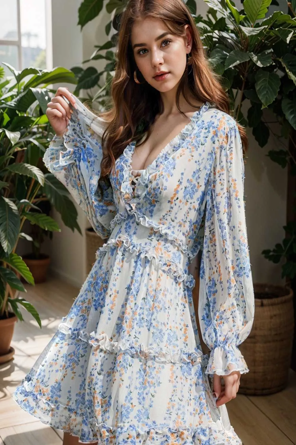 loose leopard print v neck dress drop shoulder a line closed cape paneled