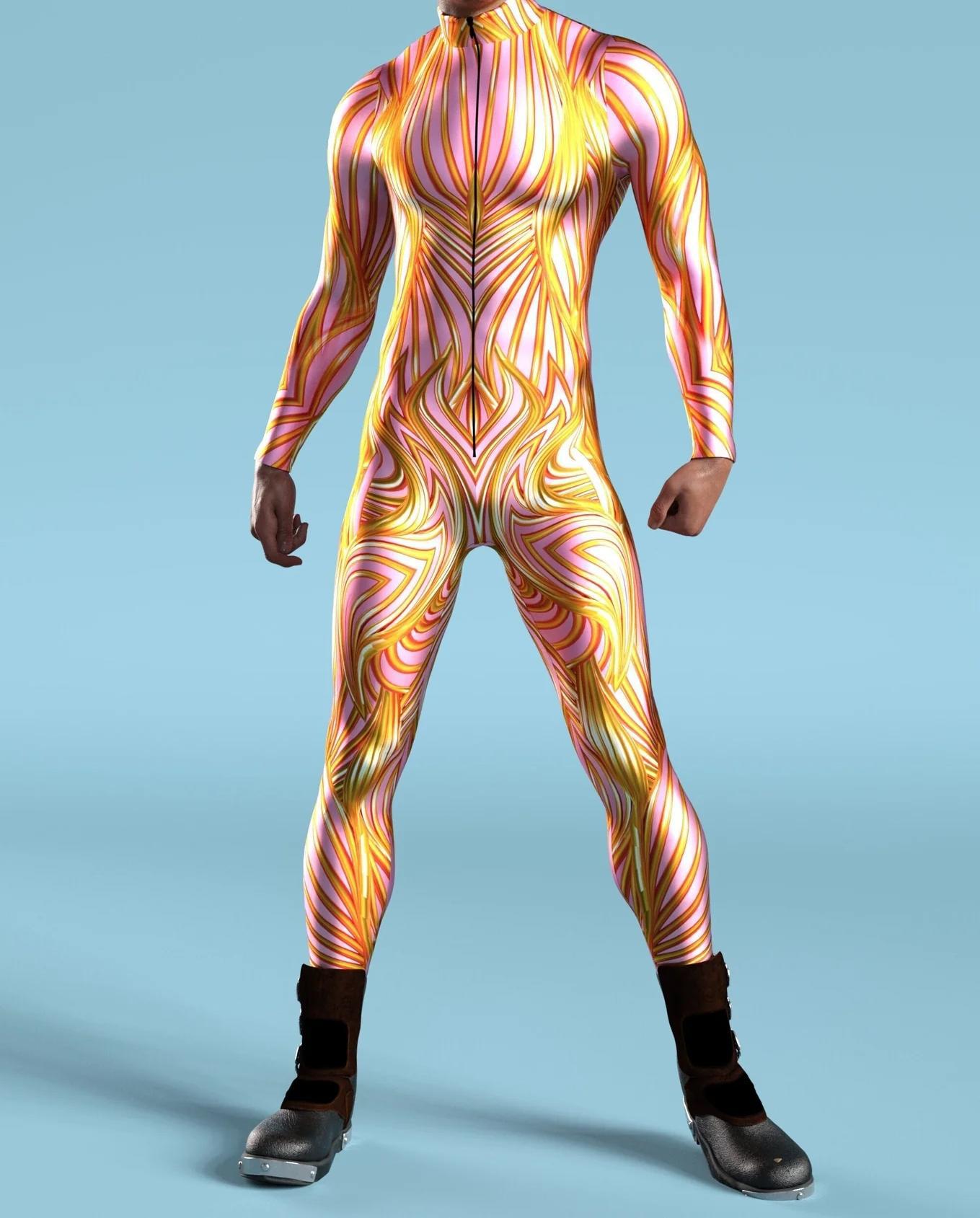 Futuristic Tech Cyberpunk Tights 3D Digital Printing Jumpsuit