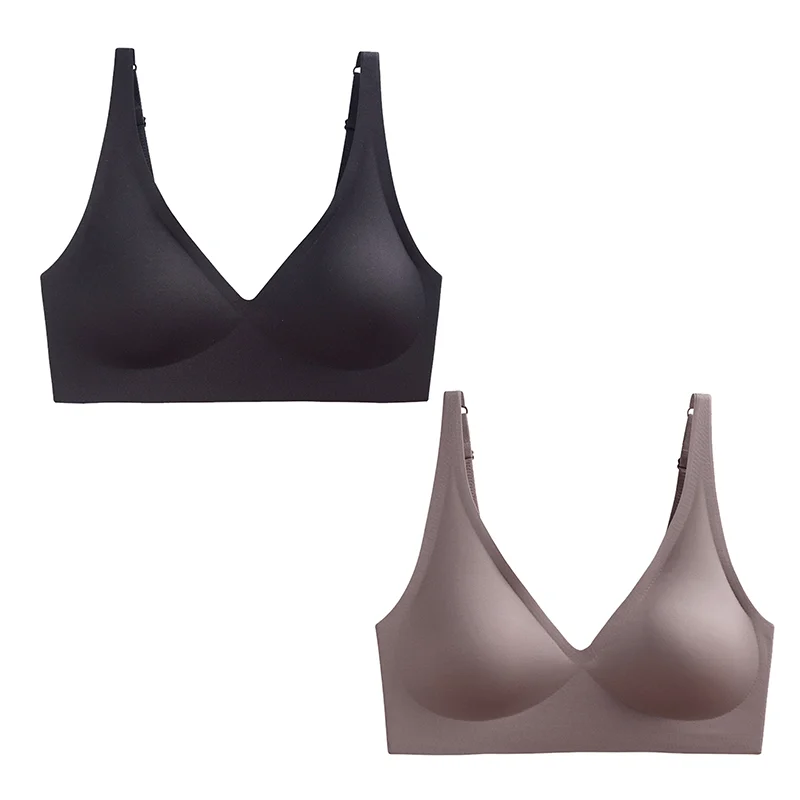 Billionm 2PCS Plus Size Sexy Seamless Bras For Women Wire Free Underwear BH Push Up Bralette With Pad Vest Top Soft Bra Brassiere Lingeri