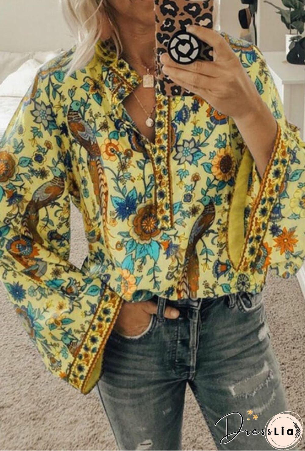 Fashion Casual Floral Print Blouse