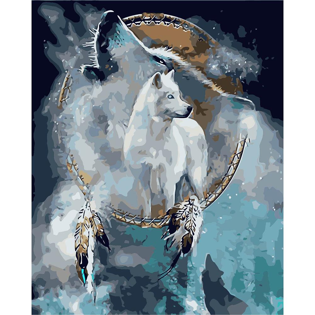 

40*50CM Paint By Numbers-Wolf Dreamcatcher, 501 Original