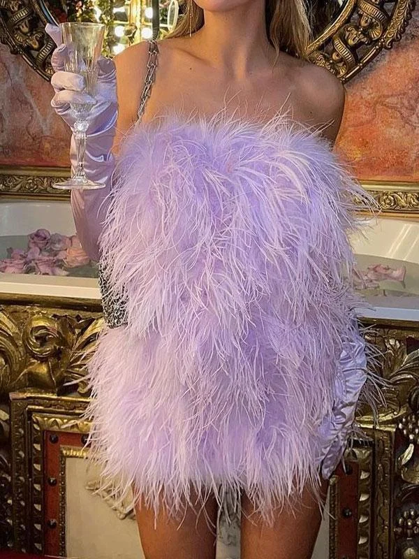 Faux fur dress in purple