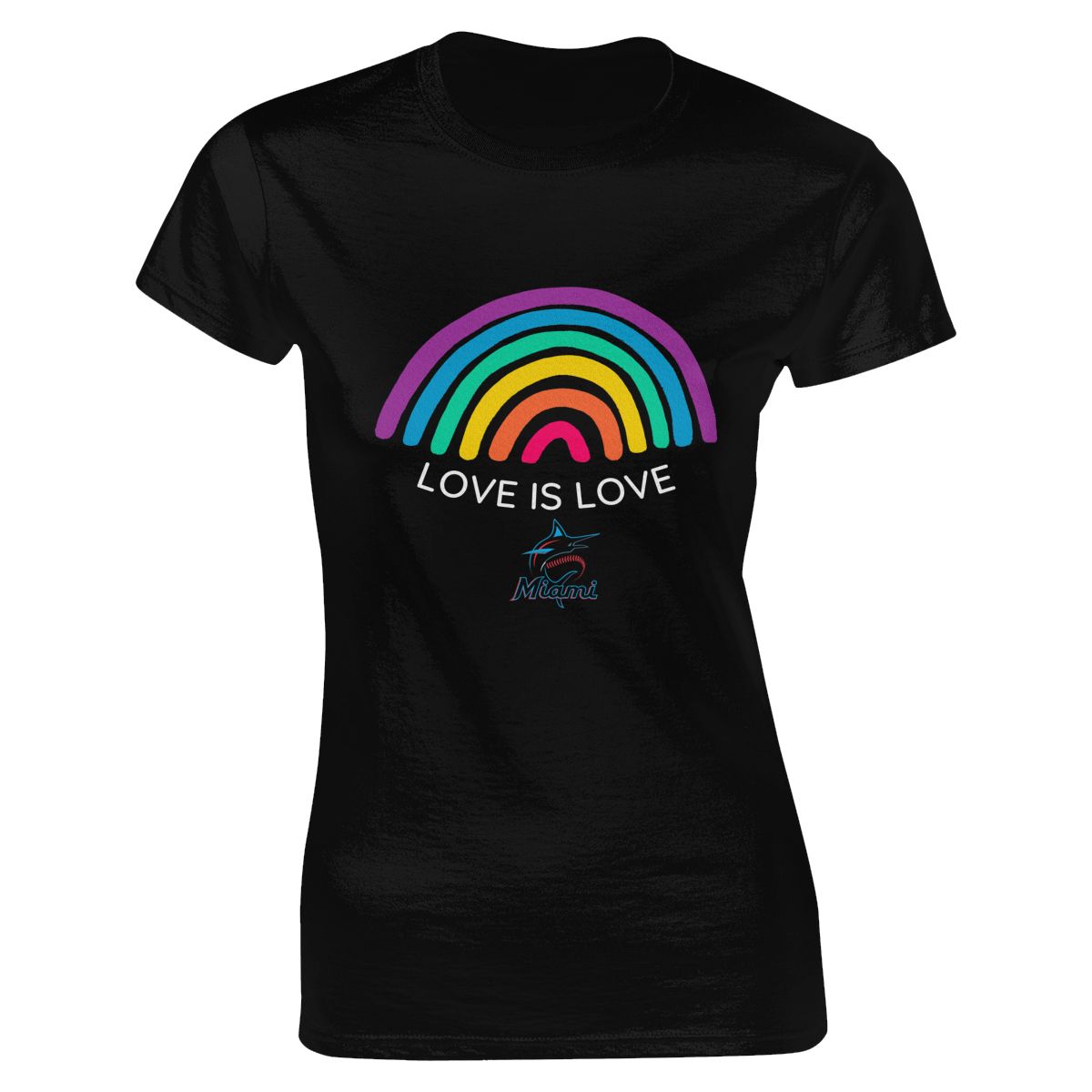 Miami Marlins Love is Love Pride Rainbow Women's Classic-Fit T-Shirt