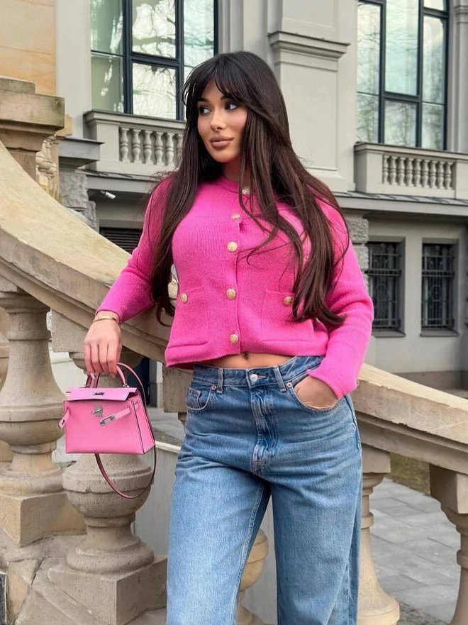 Nigikala Nigikala 2025 New Women's Button Knitted Jacket Little Scented Women's Sweater E3336