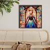 Anna Stained Glass Full DIY 5D Round Drill Diamond Painting Kit for Adults/Beginners Home Decor Diamond Dots Paintings Picture Arts Craft 40x40cm