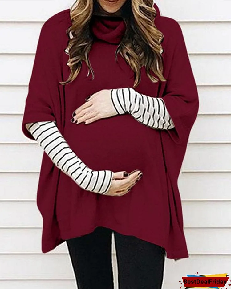 Maternity Half Sleeve High Neck Loose Sweatershirts