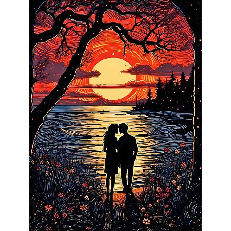 Lovers By The Lake 30*40CM (Canvas) Full Round Drill Diamond Painting gbfke