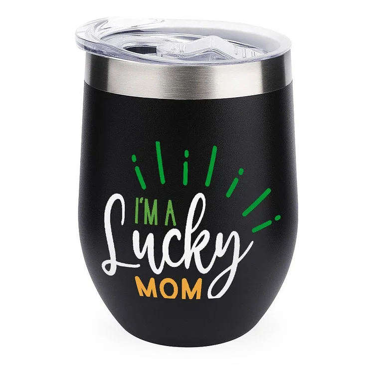 I'M A Lucky Mom St Patricks Day Gift Stainless Steel Insulated Cup - Heather Prints Shirts