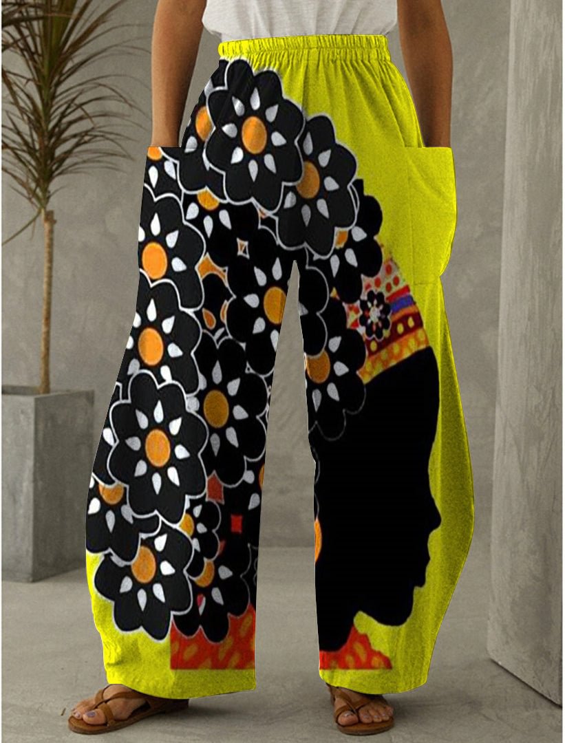 Straight printed high waist wide leg pants