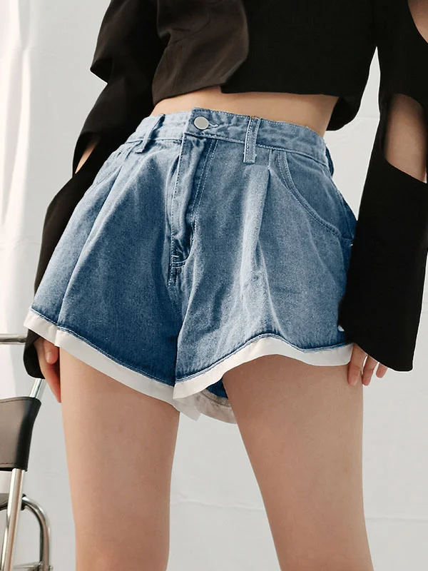 High Waisted Loose Split-Joint Jean Shorts Bottoms